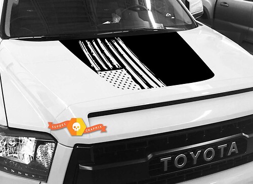 Hood USA Distressed Flag graphics Sticker Decal for TOYOTA TUNDRA 2014 2015 2016 2017 2018 #24
