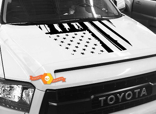  Distressed American Flag Hood Vinyl Decal for Toyota Tundra 2014-2018 