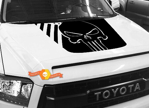 USA Flag Punisher Logo Hood Vinyl Decal for Toyota Tundra 2014-2018