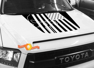 Hood USA Distressed Punisher Flag graphics decal for TOYOTA TUNDRA 2014 2015 2016 2017 2018 #32

