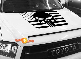 Hood USA Distressed Punisher Flag graphics decal for TOYOTA TUNDRA 2014 2015 2016 2017 2018 #38

