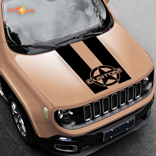 CUSTOM Distressed Star Hood Vinyl Decal Sticker for Jeep Renegade 2015-2019
