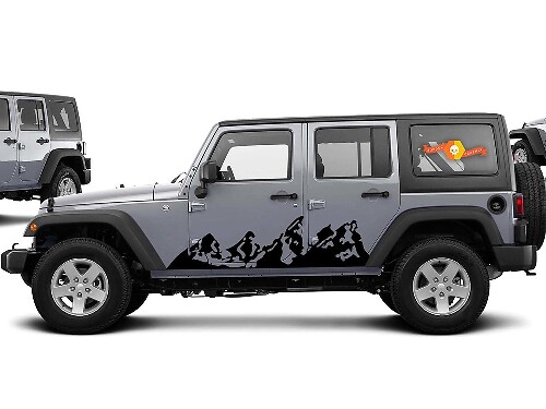 2 Jeep Wrangler Mountains For Whole Side Of Jeep Tj Jk Jku Choose Color
