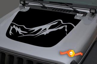 Hood Vinyl Mountains Blackout Decal Sticker for 18-19 Jeep Wrangler JL #7
