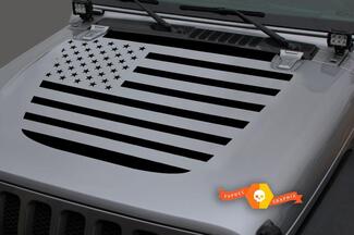 Jeep Hood Vinyl USA Flag Blackout Decal Sticker for 18-19 Wrangler JL#2
