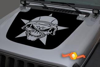 Jeep Hood Vinyl Military Star Skull Blackout Decal Sticker for 18-19 Wrangler JL#2

