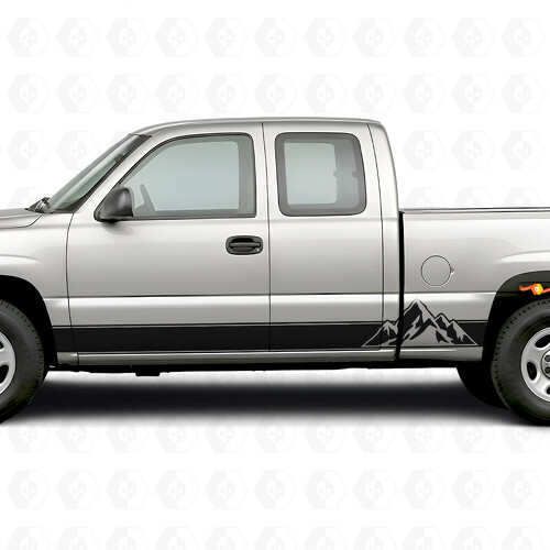 Layered Peaks Door & Rocker Panel Vinyl Stripes for Chevrolet Silverado 1500 GMT800 1999-2007