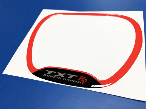 SRT Hellcat Style Red Supercharged Custom TXT Cat Domed Trim Ring Steering Wheel Vinyl Decal Sticker for Dodge