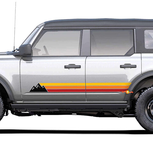 Retro Style Mountains Side Stripes Vinyl Decal for Toyota 4Runner