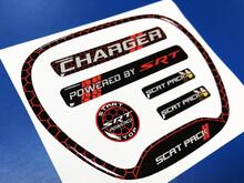 Set of CHARGER HONEYCOMB Powered by SRT Steering WHEEL TRIM RING emblem domed Sticker Decal
 2