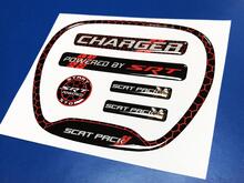 Set of CHARGER HONEYCOMB Powered by SRT Steering WHEEL TRIM RING emblem domed Sticker Decal
 3