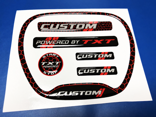 SRT Style Red Honeycomb Custom TXT Six Piece Domed Interior Kit Steering Wheel Engine Start Button Key Fob Vinyl Decal Sticker for Dodge Charger 2015-2026