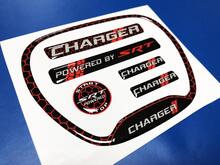 Set of CHARGER HONEYCOMB Powered by SRT Steering WHEEL TRIM RING emblem domed Sticker Decal 2
 2