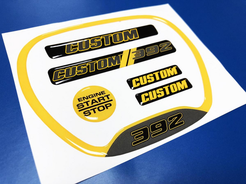 Custom Yellow Lettering Interior Set Steering Wheel Engine Start Button Key Fob Vinyl Decal Sticker for Dodge Charger 2015-2026