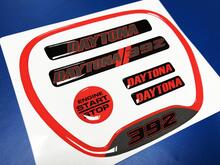 Set of Charger Red Daytona 392 Steering WHEEL TRIM RING emblem domed Sticker Decal Charger Dodge
 2