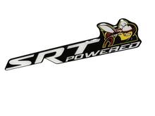 Scat Pack Challenger or Charger SRT Powered badge emblem domed Sticker Decal Dodge White color Black Background
 2
