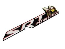 Scat Pack Challenger or Charger SRT Powered badge emblem domed Sticker Decal Dodge White color Black Background with Red shadows
 2