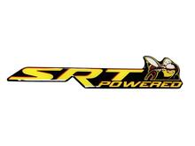 Scat Pack Challenger or Charger SRT Powered badge emblem domed Sticker Decal Dodge Yellow color Black Background with Red shadows
 2