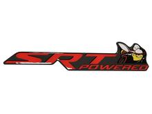 Scat Pack Challenger or Charger SRT Powered badge emblem domed Sticker Decal Dodge Reed color Grey Background with Black shadows
 2