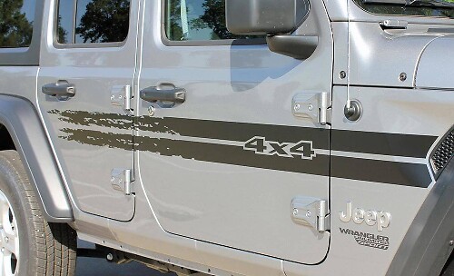Sport 4x4 Distressed Side Stripe Vinyl Decal Set for Jeep Wrangler