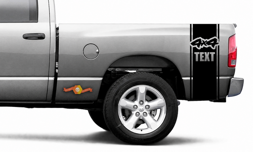 4X4 TEXT Pinstripe Bed Band Pair Bedside Vinyl Decal Sticker for Dodge Ram 1500