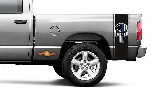 Punisher Printed Decal Vinyl Racing Stripe Blue Flag Ram Truck Sticker #55
