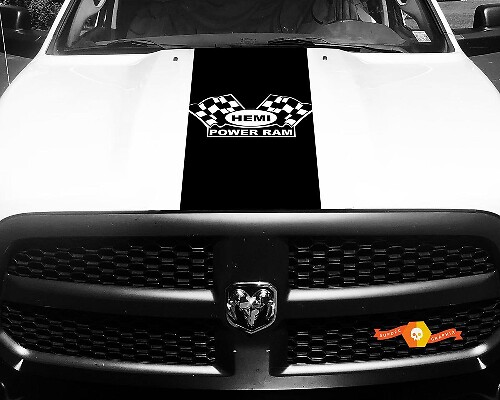Dodge Ram Decal Vinyl Checkered Flag Hemi Power Ram Hood Racing Stripe Sticker #60
