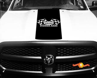 Dodge Ram Decal Vinyl Checkered Flag Hemi Power Ram Hood Racing Stripe Sticker #61
