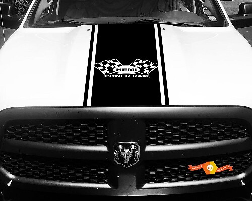 Dodge Ram Decal Vinyl Checkered Flag Hemi Power Ram Hood Racing Stripe Sticker #62
