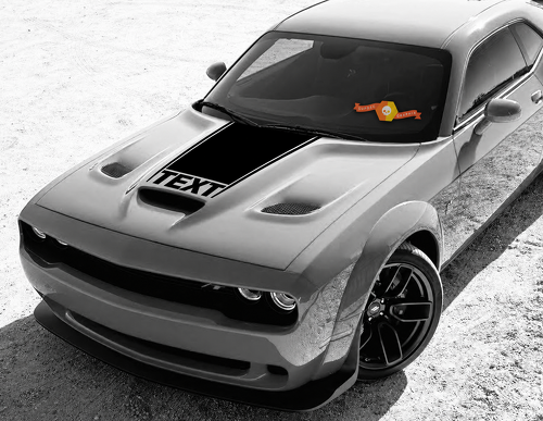 TEXT Tapered Hood Scoop Panel Hood Vinyl Decal Sticker for Dodge Challenger