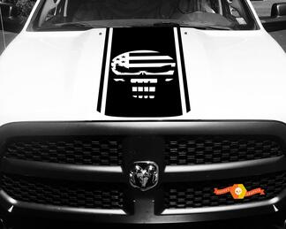 1500 2500 3500 Ram Truck Punisher American Flag Vinyl Racing Stripe Hood Decal Sticker #89
