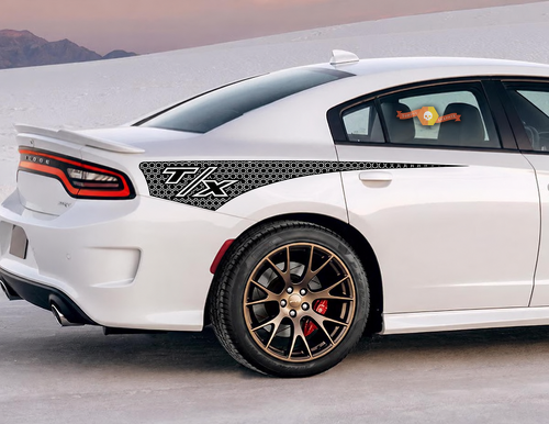 T/X Honeycomb Quarter Spear Pair Rear Fender Vinyl Decal Sticker for Dodge Charger 2011-2020