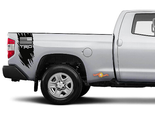 TRD USA Flag Distressed Style Bedside Vinyl Decal Sticker for Toyota Tacoma