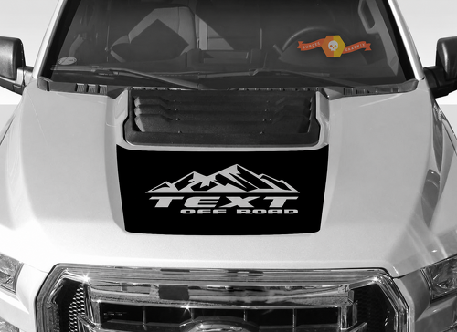 TEXT OFF ROAD Mountain Panel Hood Vinyl Decal Sticker for Ford F-150