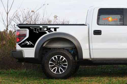 Custom Text Mountains Bedside Graphics Vinyl Decals Stickers for Musclecar power truck 2010-2014