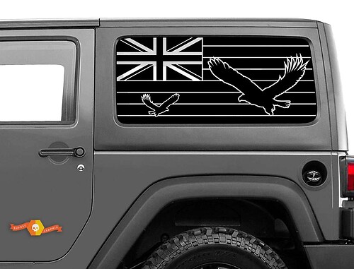 Jeep Wrangler Rubicon Hardtop Hawaii Flag Eagle Windshield Decal JKU JLU 2007-2019 or Tacoma 4Runner Tundra Subaru Charger Challenger - 24
