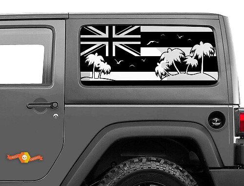 Hawaii Flag Palms Side Window Vinyl Decal Sticker for Jeep Wrangler 2007-2019