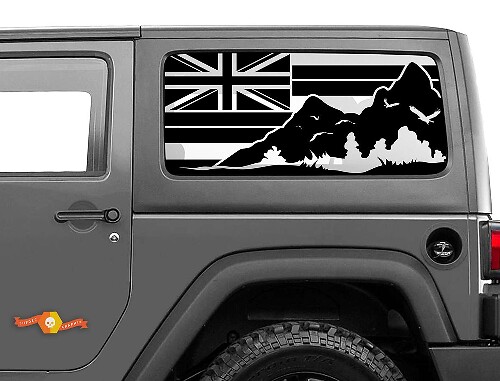 Jeep Wrangler Rubicon Hardtop Flag Hawaii Mountains Windshield Sticker Decal JKU JLU 2007-2019 or Tacoma 4Runner Tundra Suba Charger Challenger - 46
