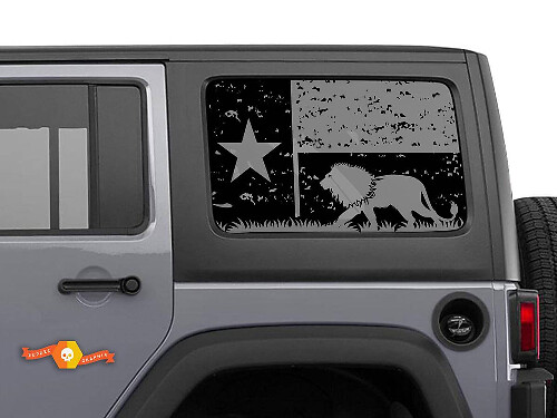 Hardtop Texas Flag Lion Mountains Destroyed Windscreen Decal Sticker for Jeep Wrangler Rubicon JKU JLU 2007-2019 or Tacoma 4Runner Tundra Charger Challenger