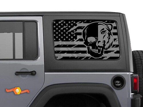 Jeep Wrangler Rubicon Hardtop USA Flag Skull Tiger Windshield Sticker Decal JKU JLU 2007-2019 or Tacoma 4Runner Tundra Suba Charger Challenger - 74
