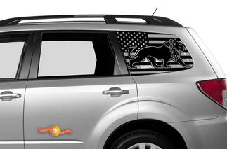 Rear Side Window Decal USA Flag Lion for any Car
