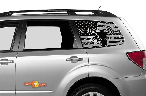 Suba Ascent Forester Hardtop USA Flag Destroyed Windshield Sticker Decal JKU JLU 2007-2019 or Tacoma 4Runner Tundra Dodge Challenger Charger Wrangler Rubicon - 95
