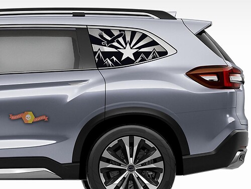 Suba Ascent Forester Side Window USA Flag Mountains Flag Arizona Decals Sticker
