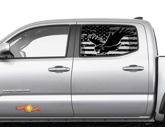 Toyota Tacoma 4Runner Tundra Hardtop USA Flag Forest Eagle Windshield Decal JKU JLU 2007-2019 or  Dodge Challenger Charger Subaru Ascent Forester Wrangler Rubicon - 114
