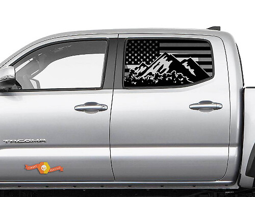 USA Flag Mountain Side Window Vinyl Decal for Toyota Tacoma