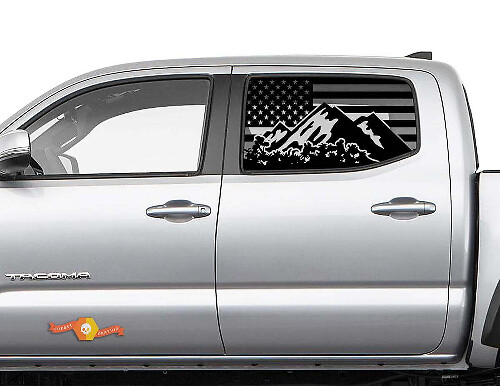 USA Flag Mountain Side Window Vinyl Decal for Toyota Tacoma