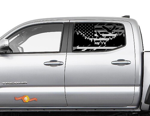 USA Flag Mountain Eagle Windscreen Vinyl Sticker Decal 2