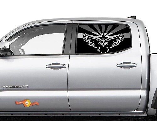 Toyota Tacoma 4Runner Tundra Hardtop Flag Arizona Bald Eagle Windshield Sticker Decal JKU JLU 2007-2019 or Dodge Challenger Charger Suba Ascent Forester Wrangler Rubicon - 131
