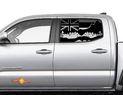 Toyota Tacoma 4Runner Tundra Hardtop Flag Hawaii Palm Mountains Windshield Sticker Decal JKU JLU 2007-2019 or Dodge Challenger Charger Suba Ascent Forester Wrangler Rubicon - 133
