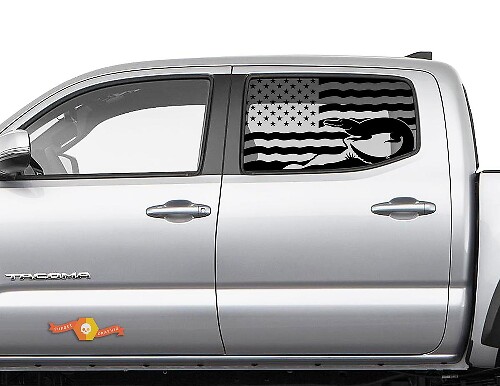 Toyota Tacoma 4Runner Tundra Hardtop Flag USA Alligator Windshield Sticker Decal JKU JLU 2007-2019 or Dodge Challenger Charger Suba Ascent Forester Wrangler Rubicon - 139
